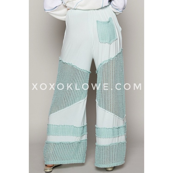 POL Baby Blue Flowy Wide Leg Rayon Jersey Palazzo Pants - Picture 5 of 10